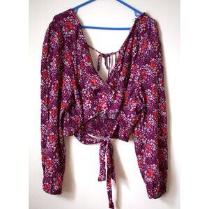 Purple Floral Blouse / Size 3 X but made a little smaller / Forever 21